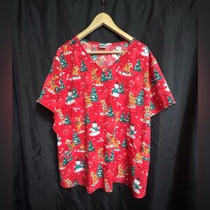 Rudolph the Red Nosed Reighdeer Graphic fun Christmas Scrub Top